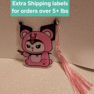 Cute Pink Character Keychain with Tassel